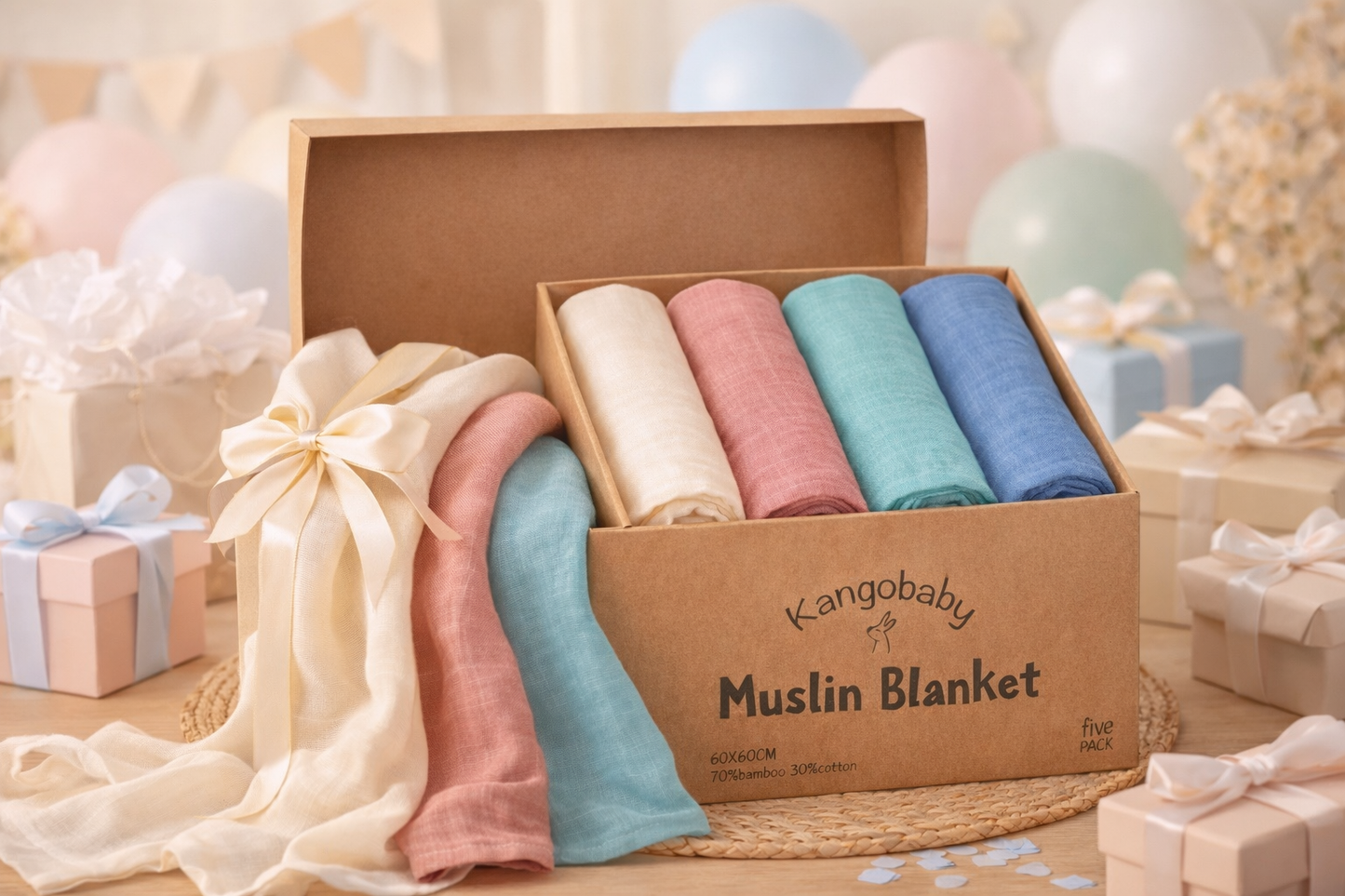 Bavoirs Bébé Ultra Doux en Gaze (Pack de 5)