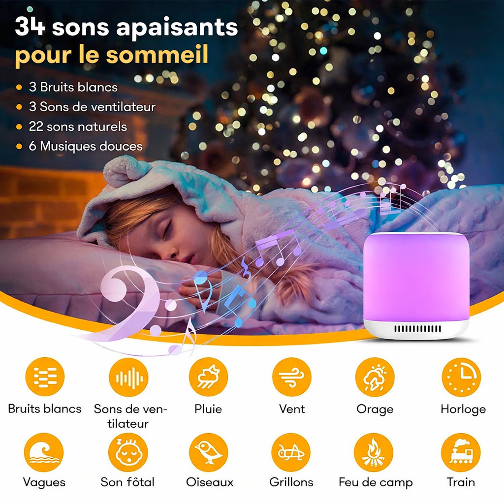 Bruit Blanc Bébé avec Veilleuse Douce – Endormissement Rapide