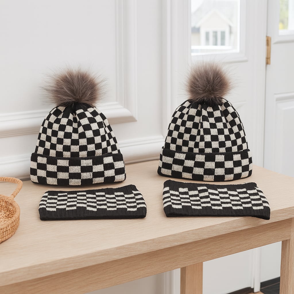 Ensemble Hiver Maman & Bébé Assorti – Bonnet & Cache-Cou Chauds