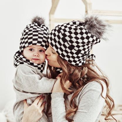 Ensemble Hiver Maman & Bébé Assorti – Bonnet & Cache-Cou Chauds