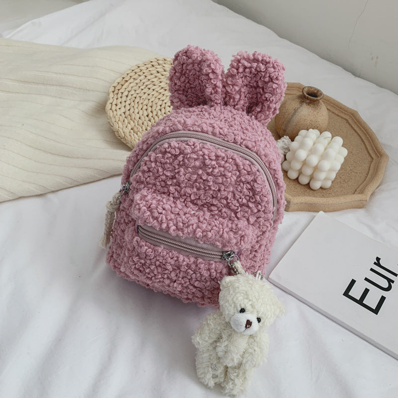 Petit sac à dos peluche pour enfant - Lapin-Ourson