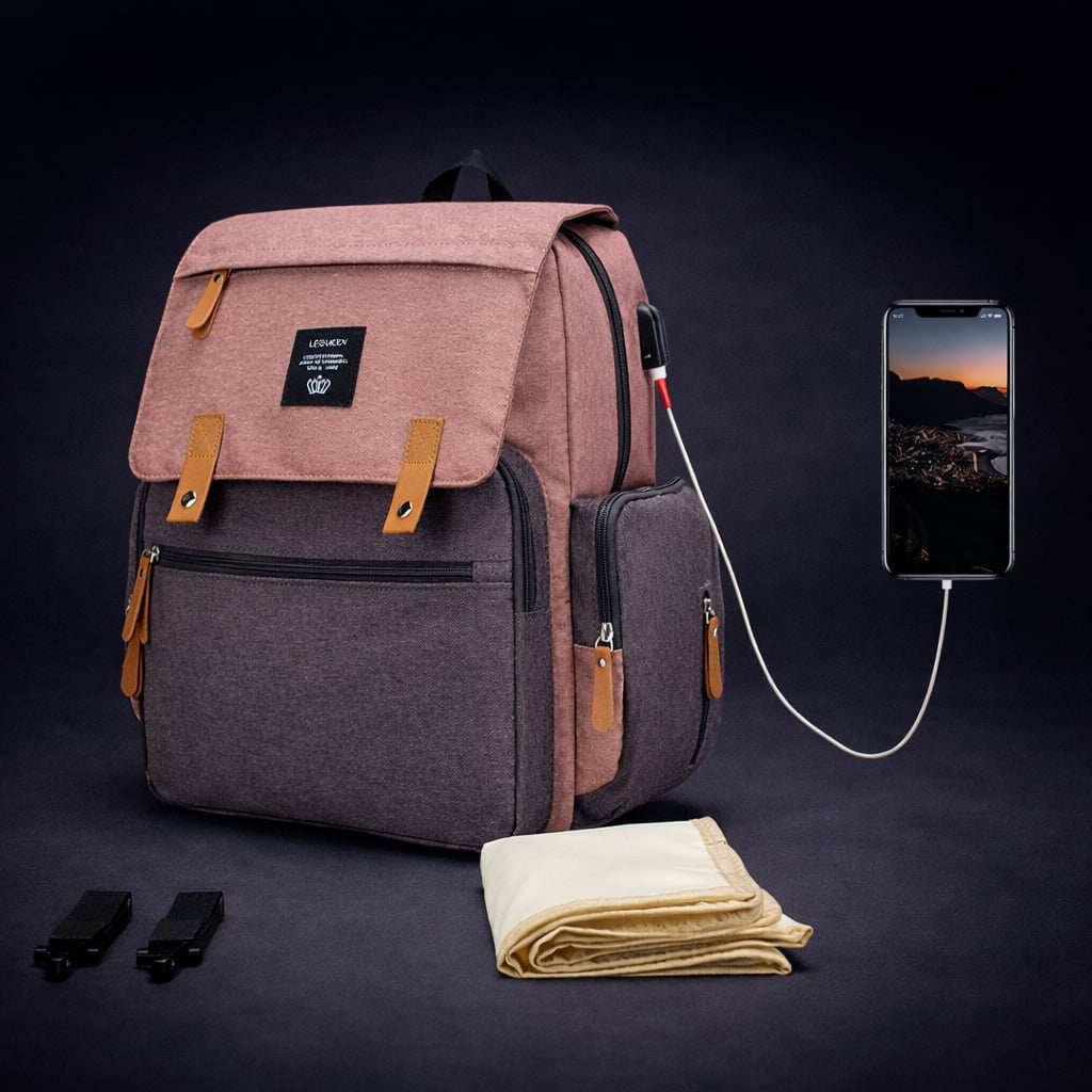 Sac à Langer Premium avec port USB - Grande capacité, Rangement optimal, Étanche & Durable