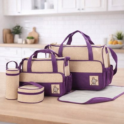 Sac à Langer Complet 5-en-1 – Imperméable & Pratique pour Sorties avec Bébé