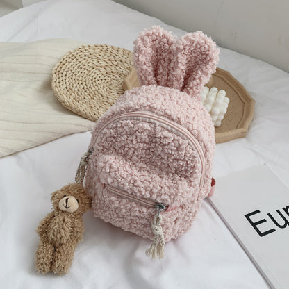 Petit sac à dos peluche pour enfant - Lapin-Ourson
