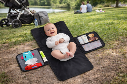Matelas à Langer Portable Pliable – Tapis de Change Imperméable avec Pochette de Rangement | Voyage & Sorties Bébé