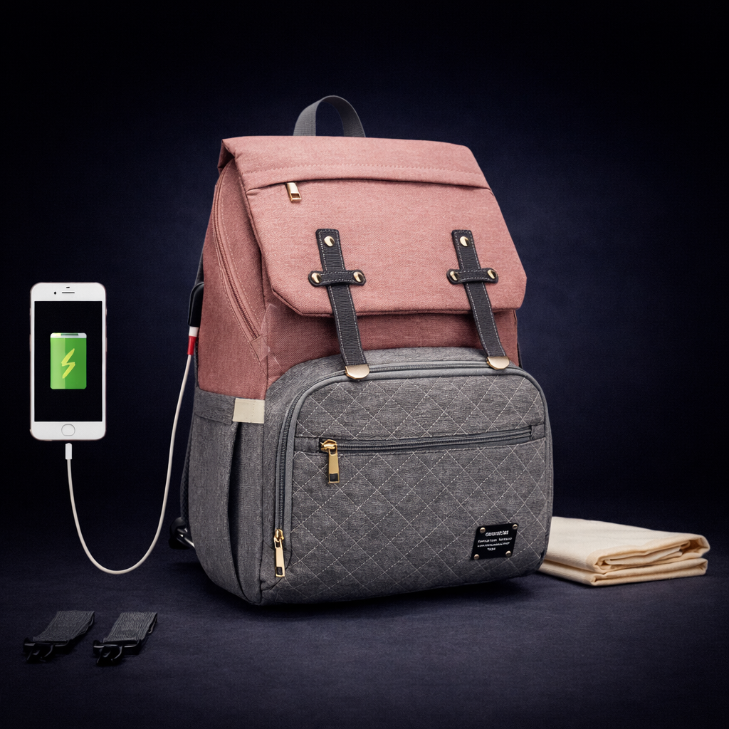 Sac à Langer Premium avec port USB - Grande capacité, Rangement optimal, Étanche & Durable