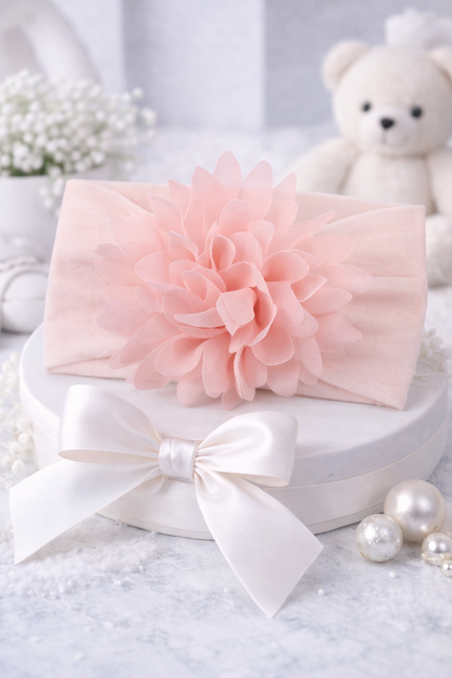 Bandeau Bébé Fleur en Mousseline – Accessoire Cheveux (0–24 mois)