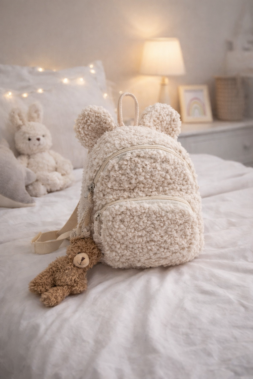 Petit sac à dos peluche pour enfant - Lapin-Ourson