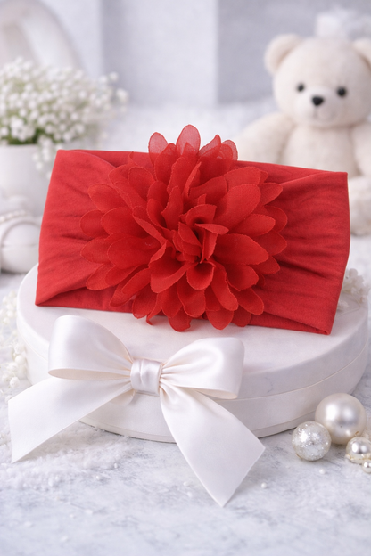 Bandeau Bébé Fleur en Mousseline – Accessoire Cheveux (0–24 mois)