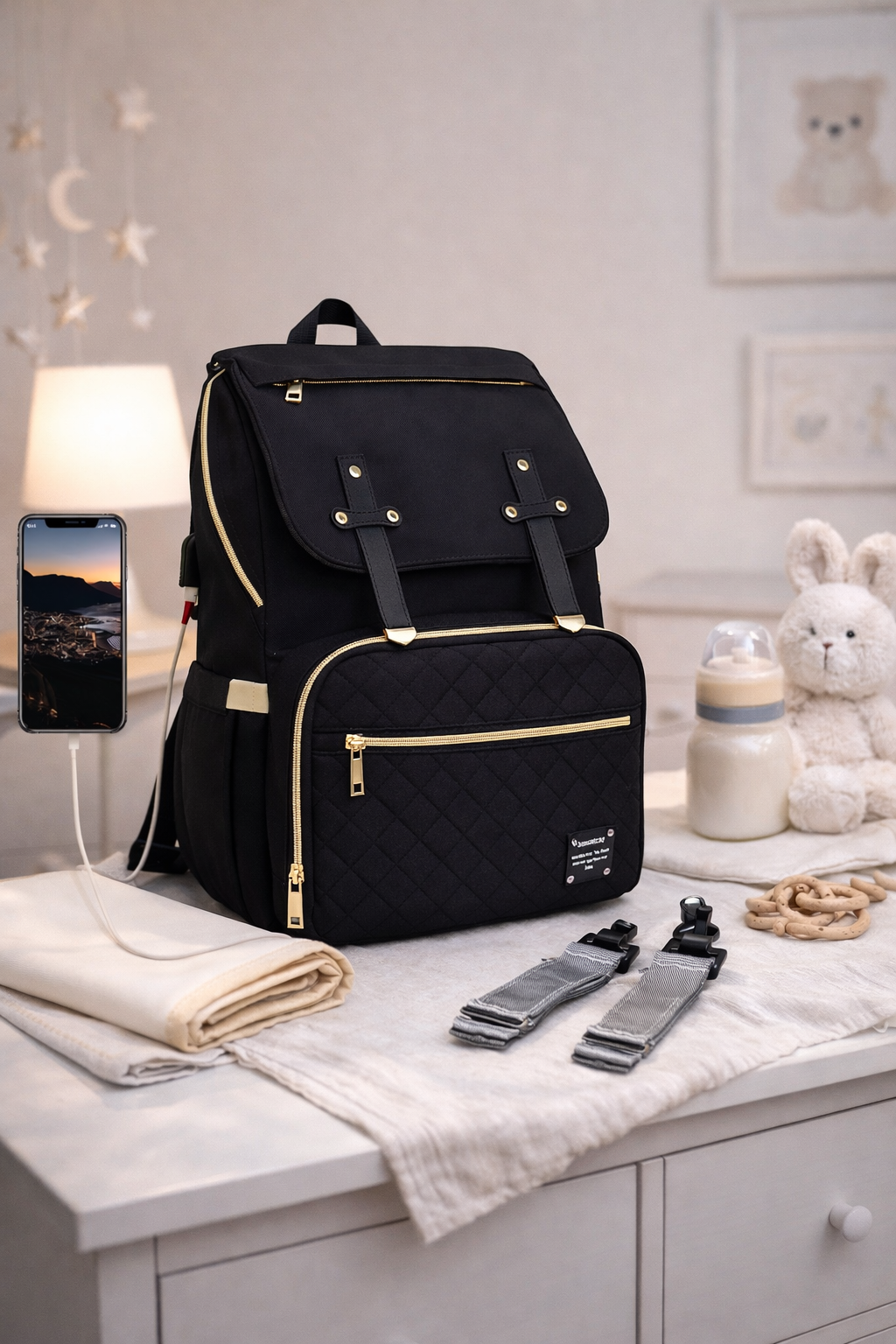 Sac à Langer Premium avec port USB - Grande capacité, Rangement optimal, Étanche & Durable