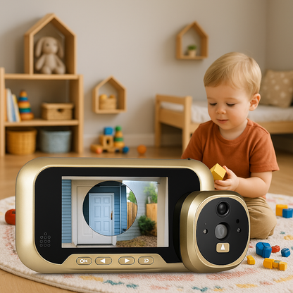 Sonnette Connectée avec Écran 2,8’’ – Caméra HD, Vision Nocturne & Détection de Visiteurs