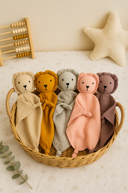 Doudou Bébé en Mousseline – Coton Ultra Doux & Apaisant