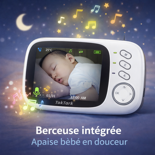 Moniteur Bébé Vidéo 3.2’’ – Vision Nocturne & Détection Température | Audio Bidirectionnel