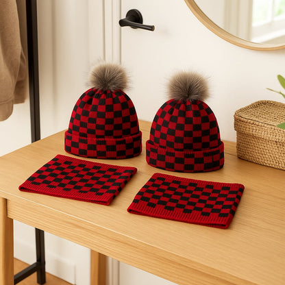 Ensemble Hiver Maman & Bébé Assorti – Bonnet & Cache-Cou Chauds