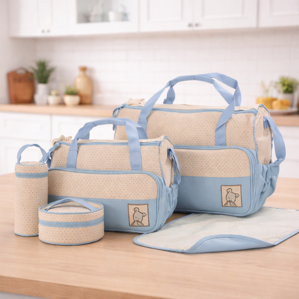 Sac à Langer Complet 5-en-1 – Imperméable & Pratique pour Sorties avec Bébé
