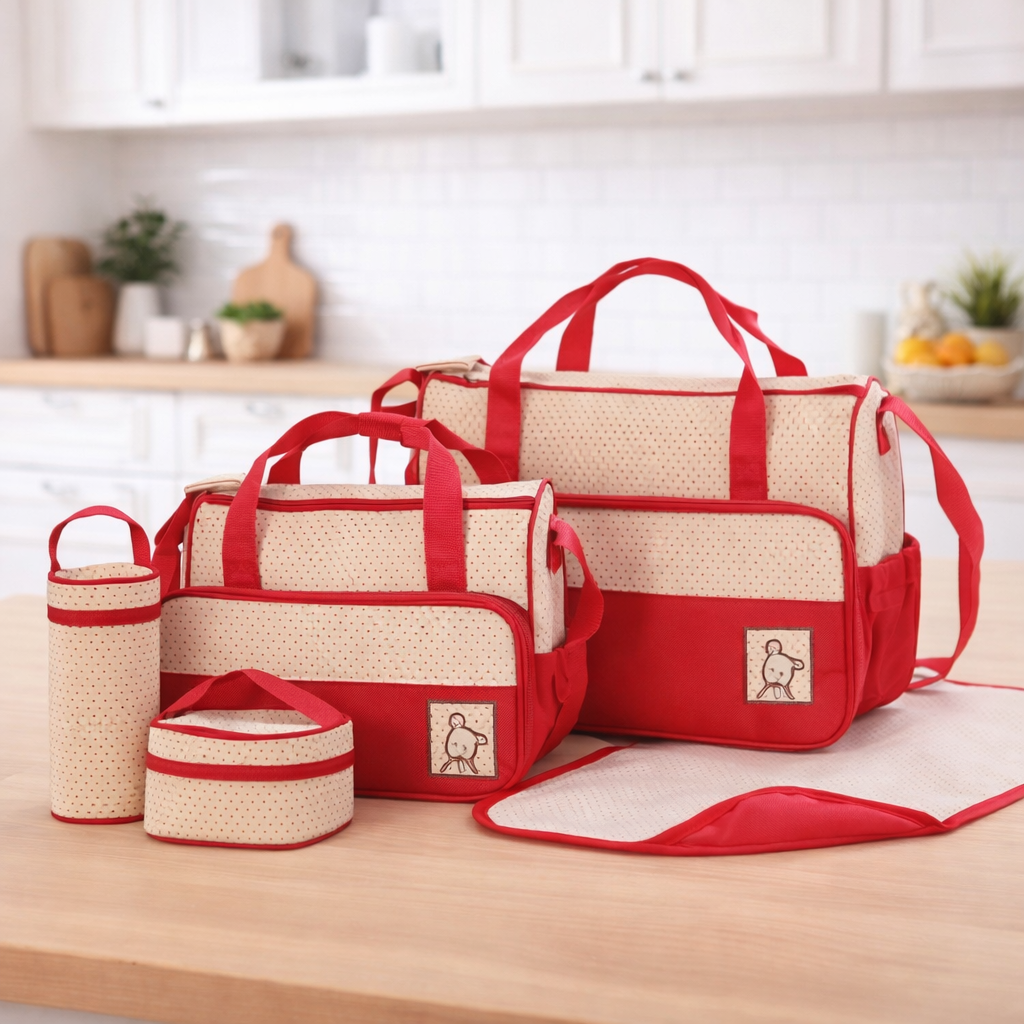 Sac à Langer Complet 5-en-1 – Imperméable & Pratique pour Sorties avec Bébé