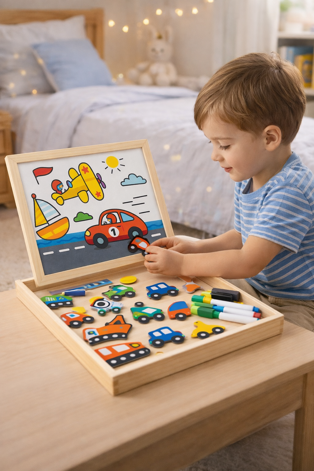 Tableau Éducatif Magnétique Montessori – Puzzle Créatif & Dessin Effaçable