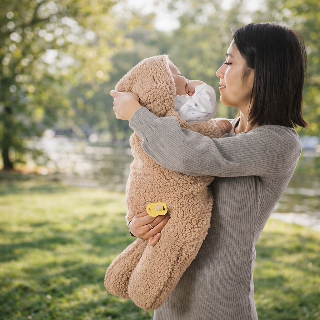 Sac de Couchage Bébé Hiver – Gigoteuse Ourson Douce & Sécurisée (0–10 mois)