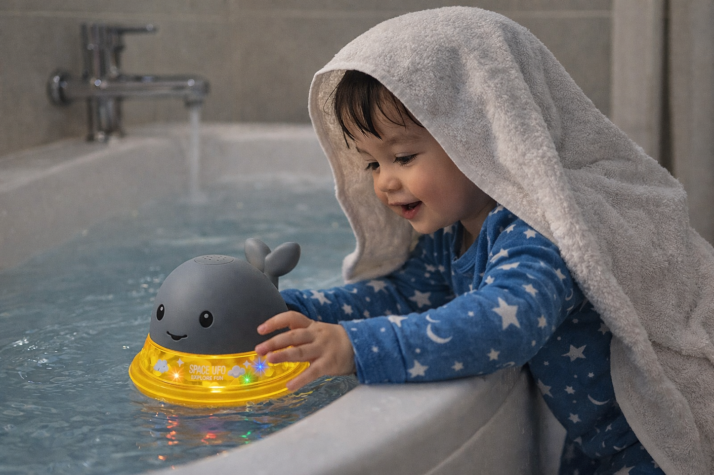 Baleine Magique de Bain – Jet d’Eau + Lumières LED & Musique | Jouet Amusant