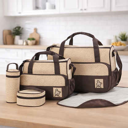 Sac à Langer Complet 5-en-1 – Imperméable & Pratique pour Sorties avec Bébé