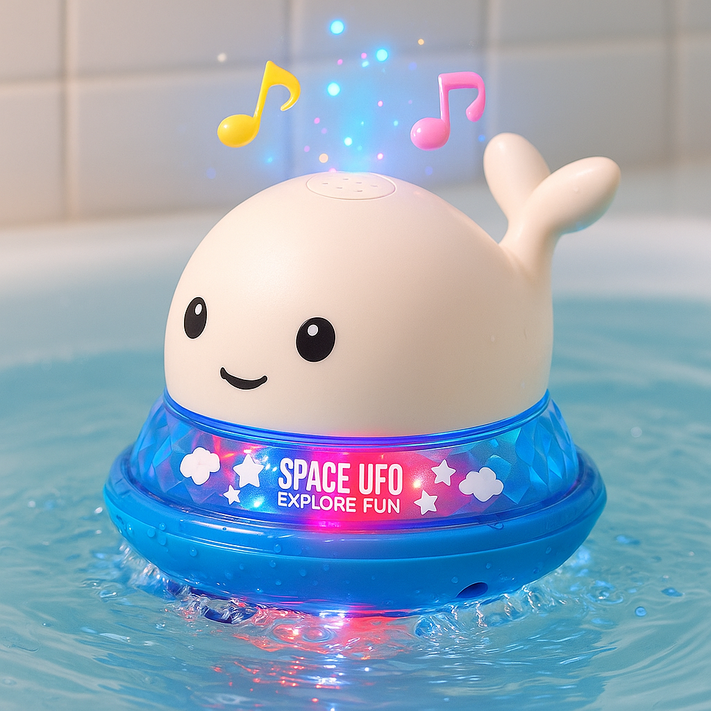 Baleine Magique de Bain – Jet d’Eau + Lumières LED & Musique | Jouet Amusant