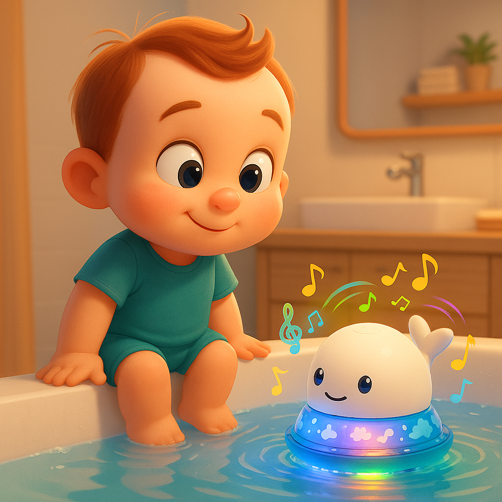 Baleine Magique de Bain – Jet d’Eau + Lumières LED & Musique | Jouet Amusant