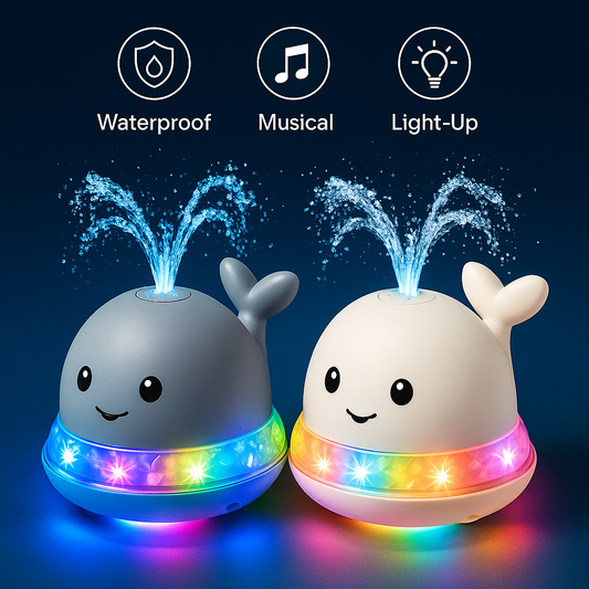 Baleine Magique de Bain – Jet d’Eau + Lumières LED & Musique | Jouet Amusant