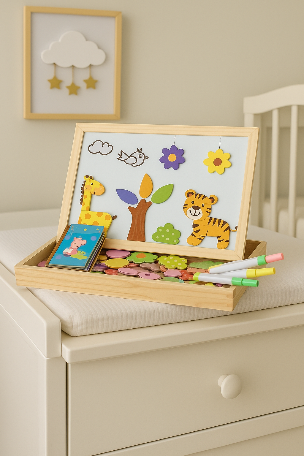 Tableau Éducatif Magnétique Montessori – Puzzle Créatif & Dessin Effaçable