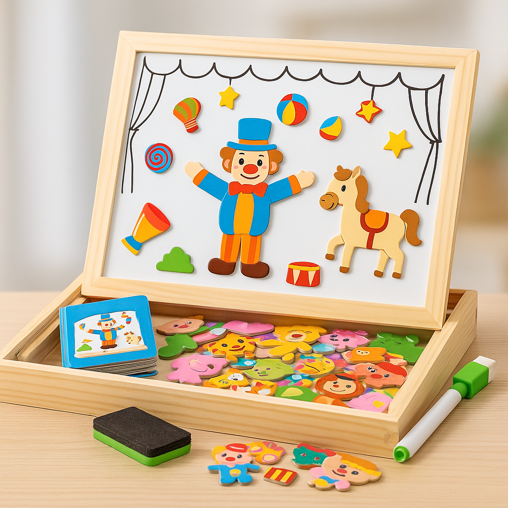 Tableau Éducatif Magnétique Montessori – Puzzle Créatif & Dessin Effaçable