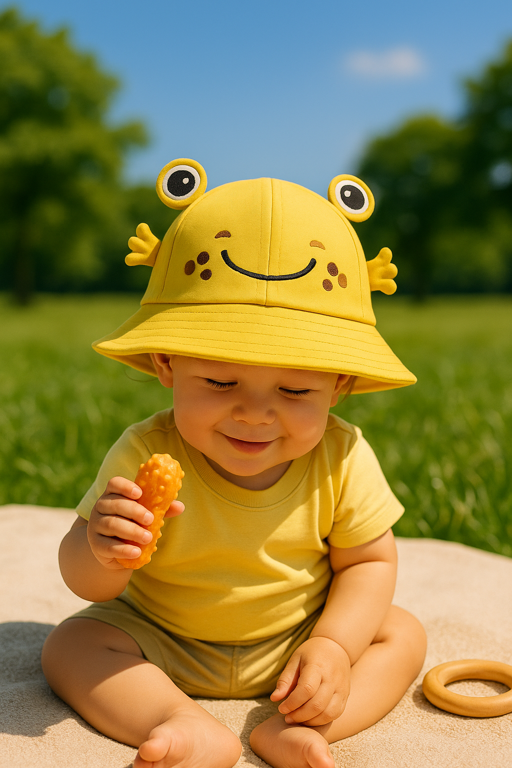 Chapeau Soleil Bébé Mignon – Animaux (Chat / Grenouille)