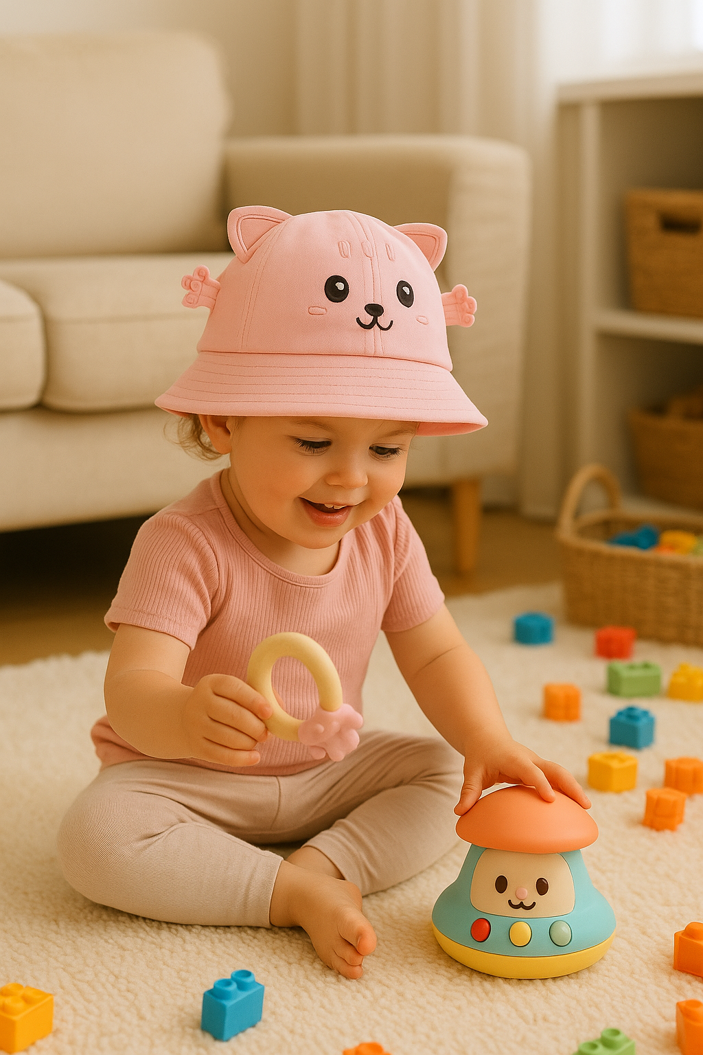 Chapeau Soleil Bébé Mignon – Animaux (Chat / Grenouille)