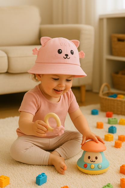 Chapeau Soleil Bébé Mignon – Animaux (Chat / Grenouille)