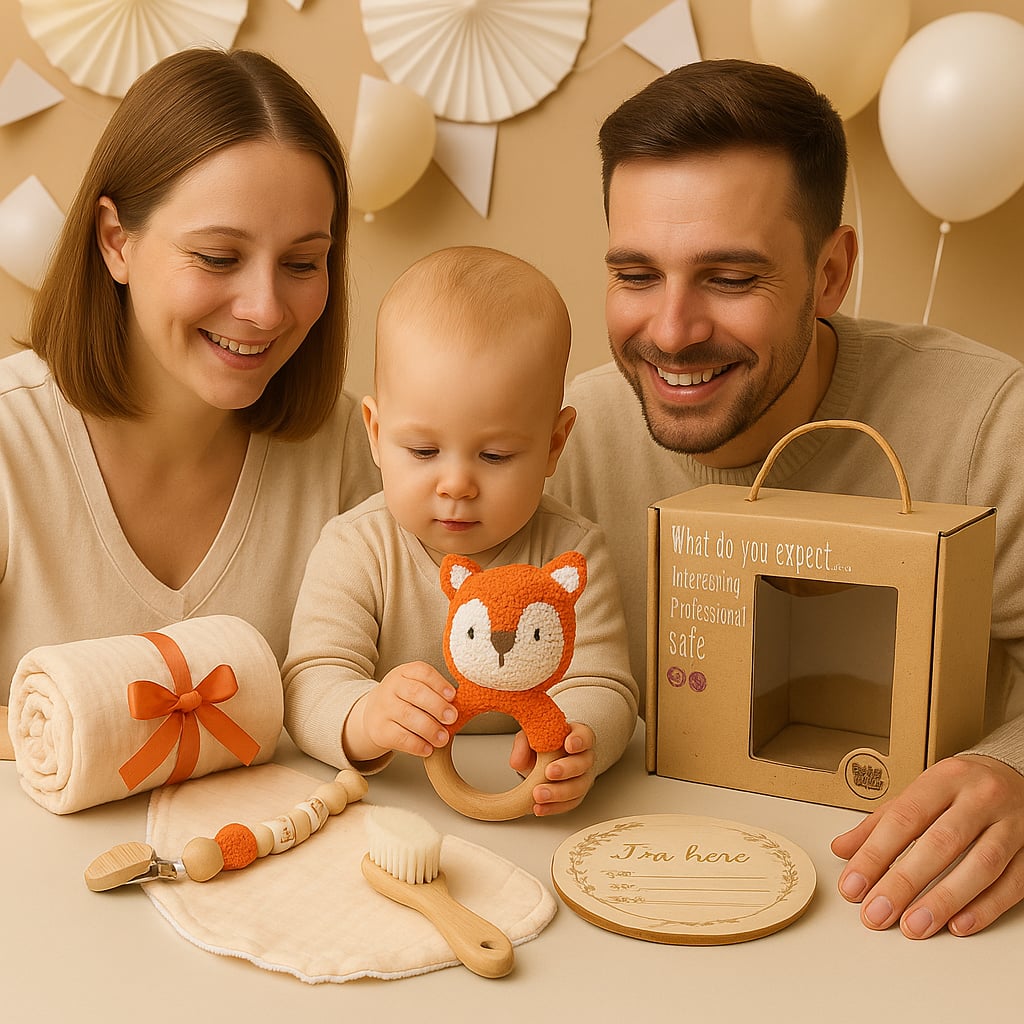 Coffret Cadeau Baby Shower Bébé – Essentiels Doux & Naturels (6 pièces)