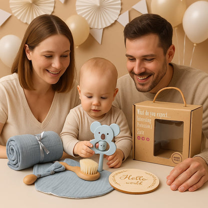 Coffret Cadeau Baby Shower Bébé – Essentiels Doux & Naturels (6 pièces)