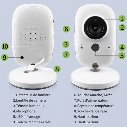 Moniteur Bébé Vidéo 3.2’’ – Vision Nocturne & Détection Température | Audio Bidirectionnel